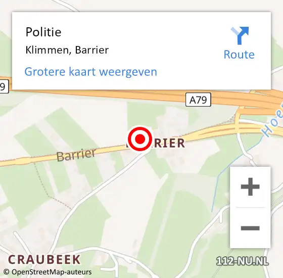 Locatie op kaart van de 112 melding: Politie Klimmen, Barrier op 1 oktober 2023 01:46