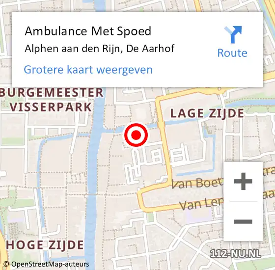 Locatie op kaart van de 112 melding: Ambulance Met Spoed Naar Alphen aan den Rijn, De Aarhof op 1 oktober 2023 04:13