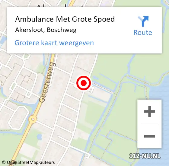 Locatie op kaart van de 112 melding: Ambulance Met Grote Spoed Naar Akersloot, Boschweg op 1 oktober 2023 06:39