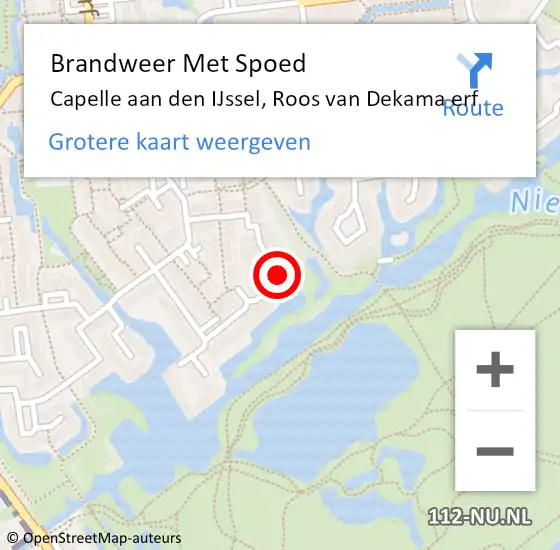 Locatie op kaart van de 112 melding: Brandweer Met Spoed Naar Capelle aan den IJssel, Roos van Dekama erf op 1 oktober 2023 09:43