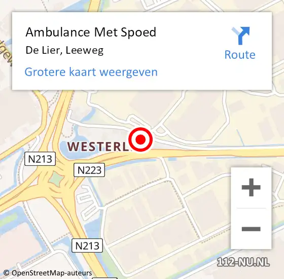 Locatie op kaart van de 112 melding: Ambulance Met Spoed Naar De Lier, Leeweg op 1 oktober 2023 11:05