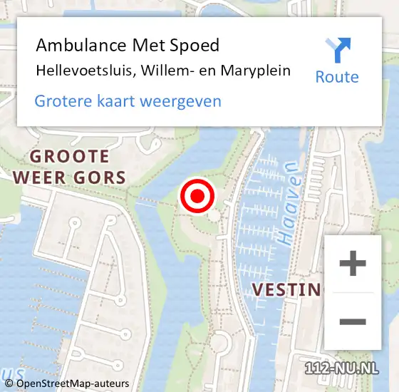 Locatie op kaart van de 112 melding: Ambulance Met Spoed Naar Hellevoetsluis, Willem- en Maryplein op 1 oktober 2023 11:07