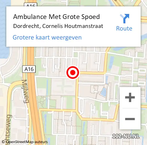 Locatie op kaart van de 112 melding: Ambulance Met Grote Spoed Naar Dordrecht, Cornelis Houtmanstraat op 1 oktober 2023 11:32