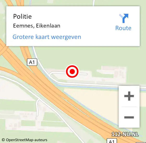 Locatie op kaart van de 112 melding: Politie Eemnes, Eikenlaan op 1 oktober 2023 12:48