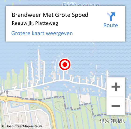 Locatie op kaart van de 112 melding: Brandweer Met Grote Spoed Naar Reeuwijk, Platteweg op 1 oktober 2023 15:13