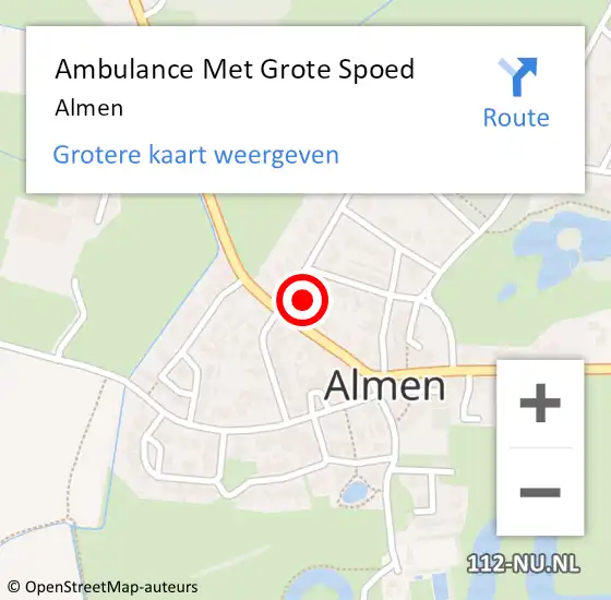 Locatie op kaart van de 112 melding: Ambulance Met Grote Spoed Naar Almen op 1 oktober 2023 15:19