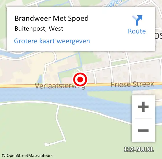 Locatie op kaart van de 112 melding: Brandweer Met Spoed Naar Buitenpost, West op 1 oktober 2023 15:21
