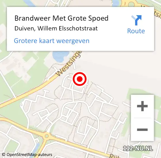Locatie op kaart van de 112 melding: Brandweer Met Grote Spoed Naar Duiven, Willem Elsschotstraat op 1 oktober 2023 16:31