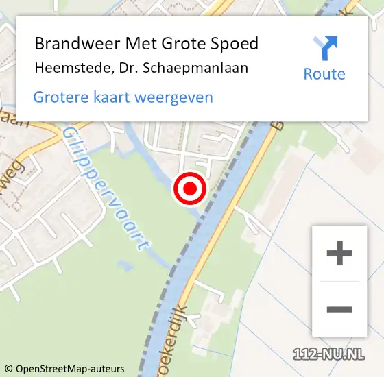 Locatie op kaart van de 112 melding: Brandweer Met Grote Spoed Naar Heemstede, Dr. Schaepmanlaan op 1 oktober 2023 16:48