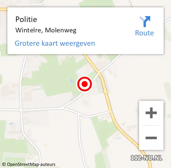 Locatie op kaart van de 112 melding: Politie Wintelre, Molenweg op 1 oktober 2023 17:27