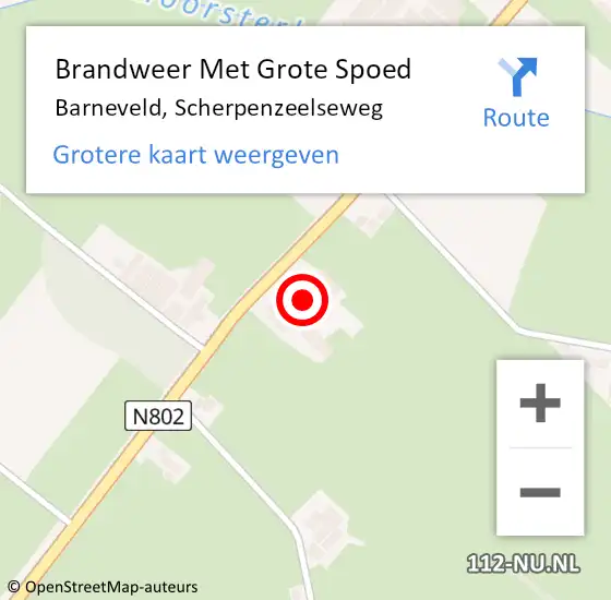 Locatie op kaart van de 112 melding: Brandweer Met Grote Spoed Naar Barneveld, Scherpenzeelseweg op 1 oktober 2023 19:04