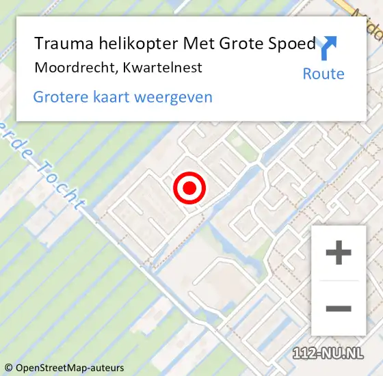 Locatie op kaart van de 112 melding: Trauma helikopter Met Grote Spoed Naar Moordrecht, Kwartelnest op 1 oktober 2023 19:06