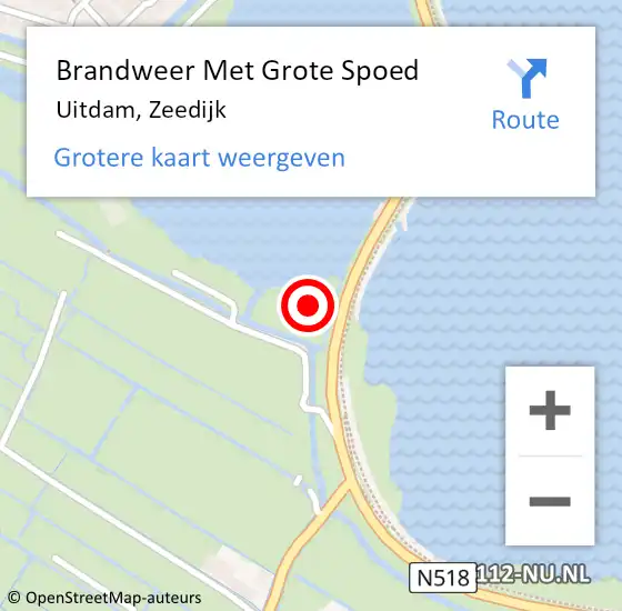 Locatie op kaart van de 112 melding: Brandweer Met Grote Spoed Naar Uitdam, Zeedijk op 1 oktober 2023 19:17