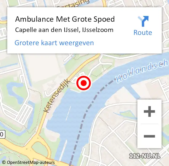 Locatie op kaart van de 112 melding: Ambulance Met Grote Spoed Naar Capelle aan den IJssel, IJsselzoom op 1 oktober 2023 20:28