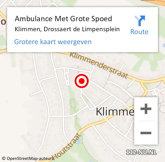 Locatie op kaart van de 112 melding: Ambulance Met Grote Spoed Naar Klimmen, Drossaert de Limpensplein op 1 oktober 2023 21:24