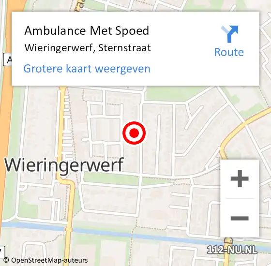 Locatie op kaart van de 112 melding: Ambulance Met Spoed Naar Wieringerwerf, Sternstraat op 1 oktober 2023 22:10