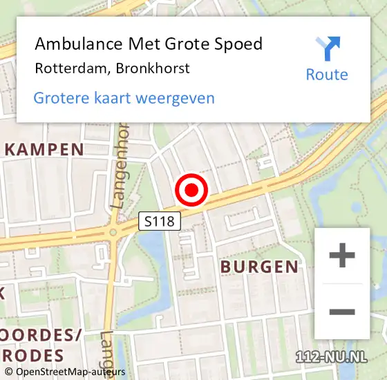 Locatie op kaart van de 112 melding: Ambulance Met Grote Spoed Naar Rotterdam, Bronkhorst op 1 oktober 2023 22:34