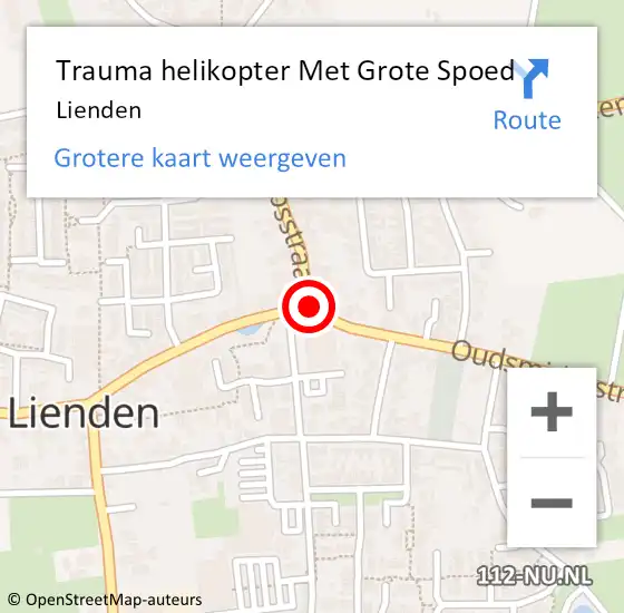 Locatie op kaart van de 112 melding: Trauma helikopter Met Grote Spoed Naar Lienden op 2 oktober 2023 00:34