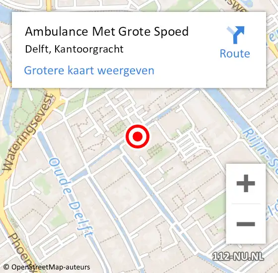 Locatie op kaart van de 112 melding: Ambulance Met Grote Spoed Naar Delft, Kantoorgracht op 2 oktober 2023 03:43