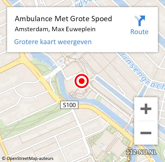 Locatie op kaart van de 112 melding: Ambulance Met Grote Spoed Naar Amsterdam, Max Euweplein op 2 oktober 2023 04:48