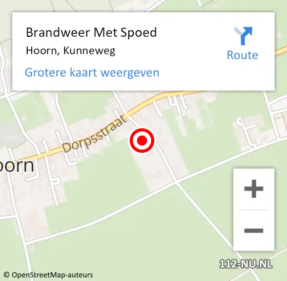 Locatie op kaart van de 112 melding: Brandweer Met Spoed Naar Hoorn, Kunneweg op 2 oktober 2023 10:41