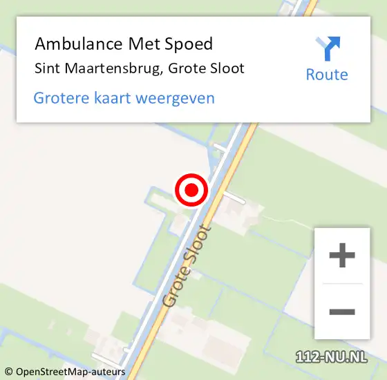 Locatie op kaart van de 112 melding: Ambulance Met Spoed Naar Sint Maartensbrug, Grote Sloot op 2 oktober 2023 11:10