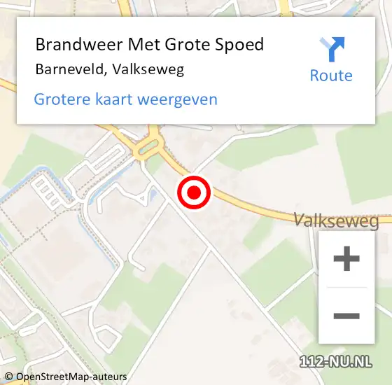 Locatie op kaart van de 112 melding: Brandweer Met Grote Spoed Naar Barneveld, Valkseweg op 2 oktober 2023 12:03