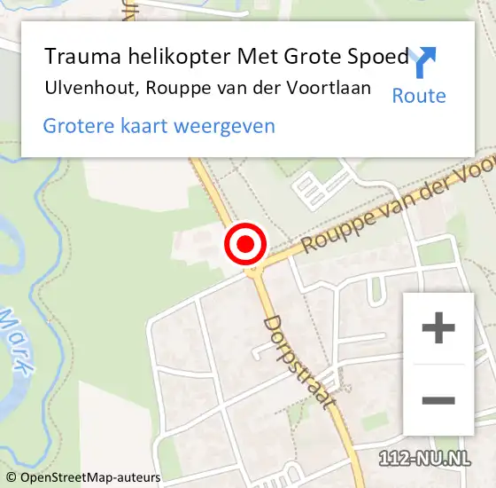 Locatie op kaart van de 112 melding: Trauma helikopter Met Grote Spoed Naar Ulvenhout, Rouppe van der Voortlaan op 2 oktober 2023 12:30