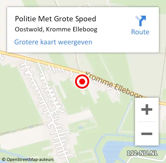 Locatie op kaart van de 112 melding: Politie Met Grote Spoed Naar Oostwold, Kromme Elleboog op 2 oktober 2023 13:01