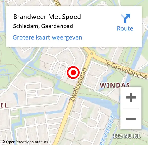Locatie op kaart van de 112 melding: Brandweer Met Spoed Naar Schiedam, Gaardenpad op 2 oktober 2023 14:37