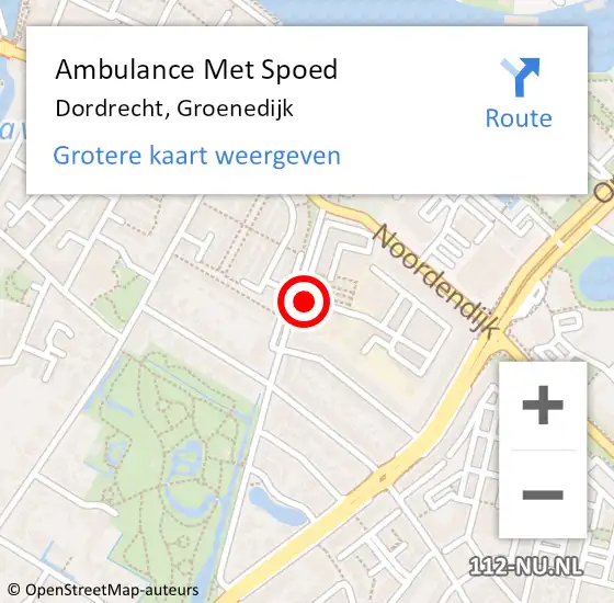 Locatie op kaart van de 112 melding: Ambulance Met Spoed Naar Dordrecht, Groenedijk op 2 oktober 2023 14:49
