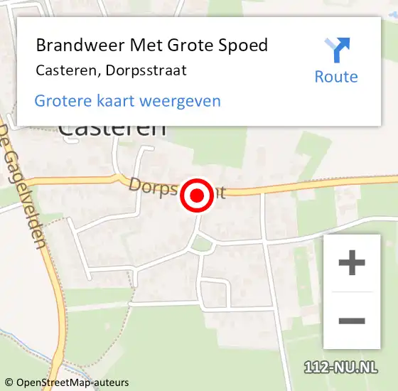 Locatie op kaart van de 112 melding: Brandweer Met Grote Spoed Naar Casteren, Dorpsstraat op 2 oktober 2023 15:06