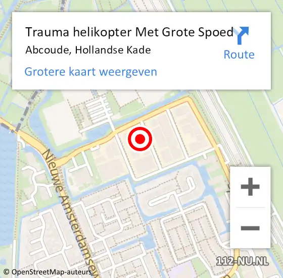 Locatie op kaart van de 112 melding: Trauma helikopter Met Grote Spoed Naar Abcoude, Hollandse Kade op 2 oktober 2023 15:27