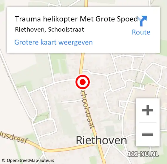 Locatie op kaart van de 112 melding: Trauma helikopter Met Grote Spoed Naar Riethoven, Schoolstraat op 2 oktober 2023 16:11