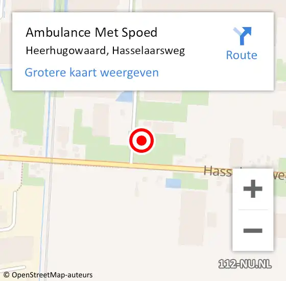 Locatie op kaart van de 112 melding: Ambulance Met Spoed Naar Heerhugowaard, Hasselaarsweg op 2 oktober 2023 16:49