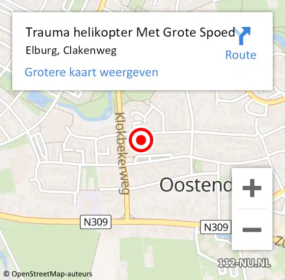 Locatie op kaart van de 112 melding: Trauma helikopter Met Grote Spoed Naar Elburg, Clakenweg op 2 oktober 2023 17:14