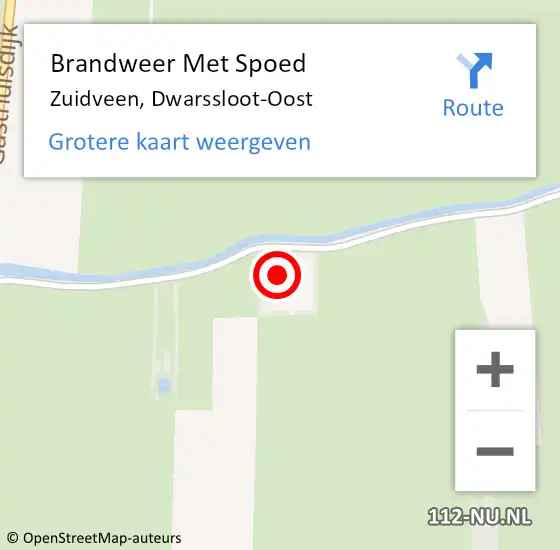 Locatie op kaart van de 112 melding: Brandweer Met Spoed Naar Zuidveen, Dwarssloot-Oost op 2 oktober 2023 19:44