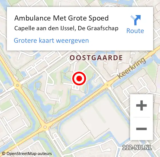 Locatie op kaart van de 112 melding: Ambulance Met Grote Spoed Naar Capelle aan den IJssel, De Graafschap op 2 oktober 2023 23:14