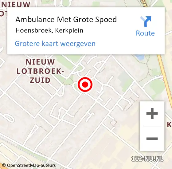 Locatie op kaart van de 112 melding: Ambulance Met Grote Spoed Naar Hoensbroek, Kerkplein op 3 oktober 2023 00:27