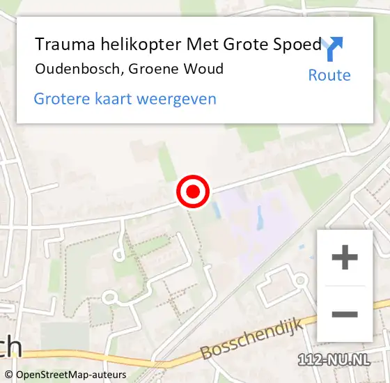 Locatie op kaart van de 112 melding: Trauma helikopter Met Grote Spoed Naar Oudenbosch, Groene Woud op 3 oktober 2023 01:00