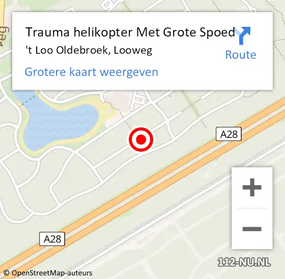 Locatie op kaart van de 112 melding: Trauma helikopter Met Grote Spoed Naar 't Loo Oldebroek, Looweg op 3 oktober 2023 01:14
