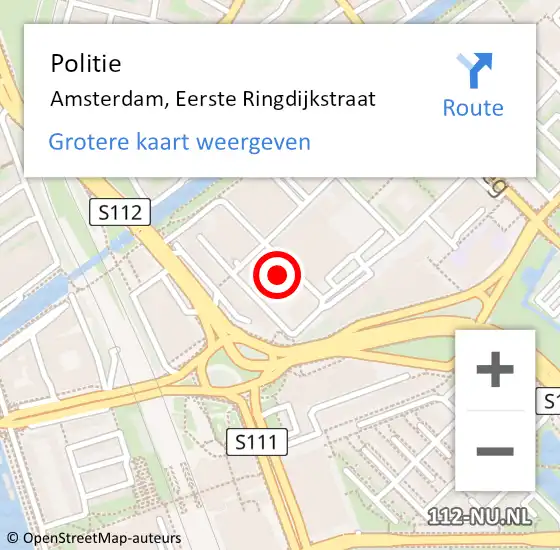 Locatie op kaart van de 112 melding: Politie Amsterdam, Eerste Ringdijkstraat op 3 oktober 2023 02:17