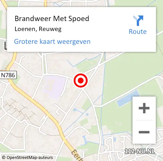 Locatie op kaart van de 112 melding: Brandweer Met Spoed Naar Loenen, Reuweg op 3 oktober 2023 05:21