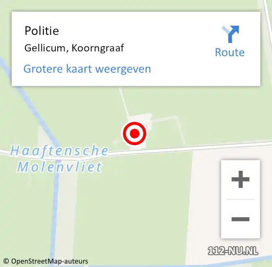 Locatie op kaart van de 112 melding: Politie Gellicum, Koorngraaf op 3 oktober 2023 07:11