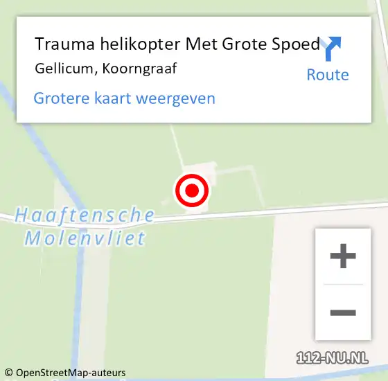 Locatie op kaart van de 112 melding: Trauma helikopter Met Grote Spoed Naar Gellicum, Koorngraaf op 3 oktober 2023 07:14