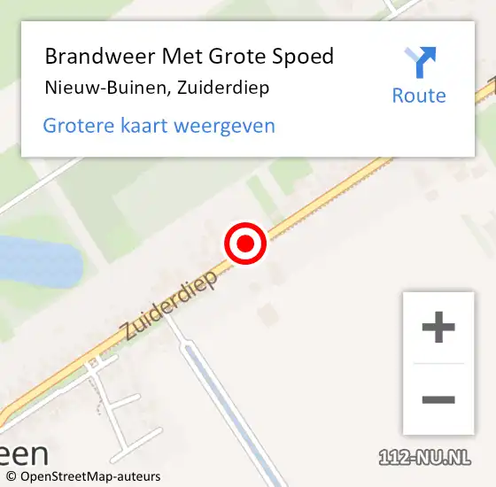 Locatie op kaart van de 112 melding: Brandweer Met Grote Spoed Naar Nieuw-Buinen, Zuiderdiep op 3 oktober 2023 07:55