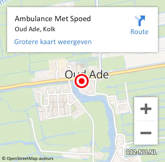 Locatie op kaart van de 112 melding: Ambulance Met Spoed Naar Oud Ade, Kolk op 3 oktober 2023 08:10