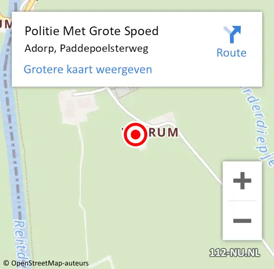Locatie op kaart van de 112 melding: Politie Met Grote Spoed Naar Adorp, Paddepoelsterweg op 3 oktober 2023 08:12