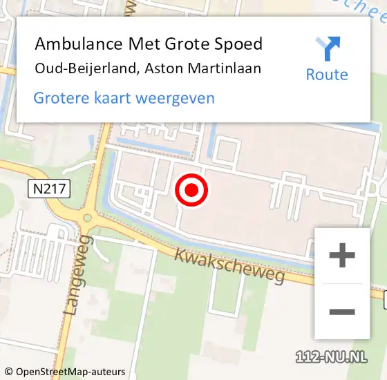 Locatie op kaart van de 112 melding: Ambulance Met Grote Spoed Naar Oud-Beijerland, Aston Martinlaan op 3 oktober 2023 08:36