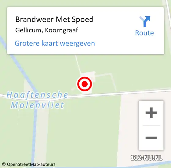 Locatie op kaart van de 112 melding: Brandweer Met Spoed Naar Gellicum, Koorngraaf op 3 oktober 2023 08:59
